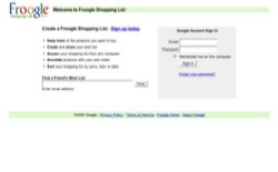screenshot Froogle Shopping List