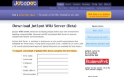 screenshot JotSpot Wiki Server