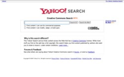 screenshot Yahoo! Search - Creative Commons