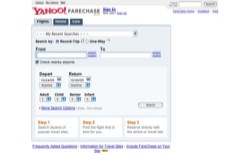 screenshot Yahoo! FareChase