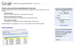 screenshot Google Spreadsheets