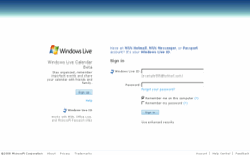 screenshot Windows Live Calendar